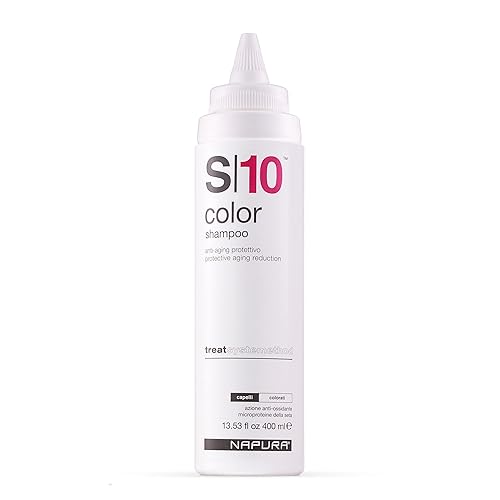 NAPURA Champú protector de color S10 (13.53 onzas líquidas), sin sulfatos ni parabenos, revitaliza y brilla el cabello tratado con color con