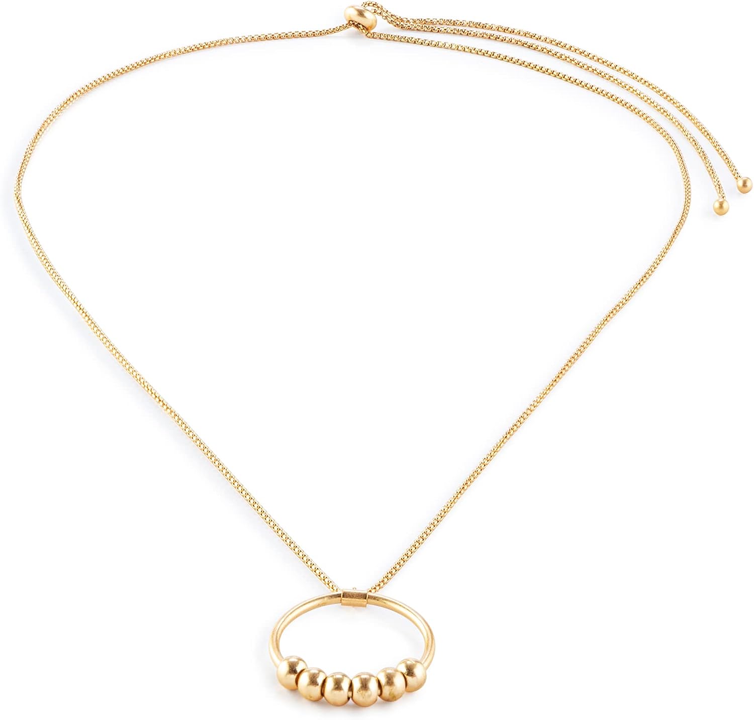 DEMDACO Be Calm Fidget Bead Circle Charm Women's 18+2 Inch Brass Necklace