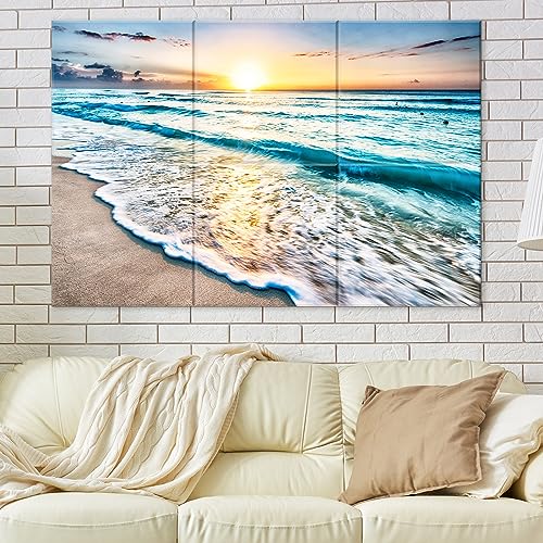 JBER Art Acoustic Panels, 6-Pack Self-Adhesive Large Wall Art for Wall Decoration, Sound Absorbing Panels for Recording Studio, Living Room, Gaming Room and Office, Sunrise over Beach, 72