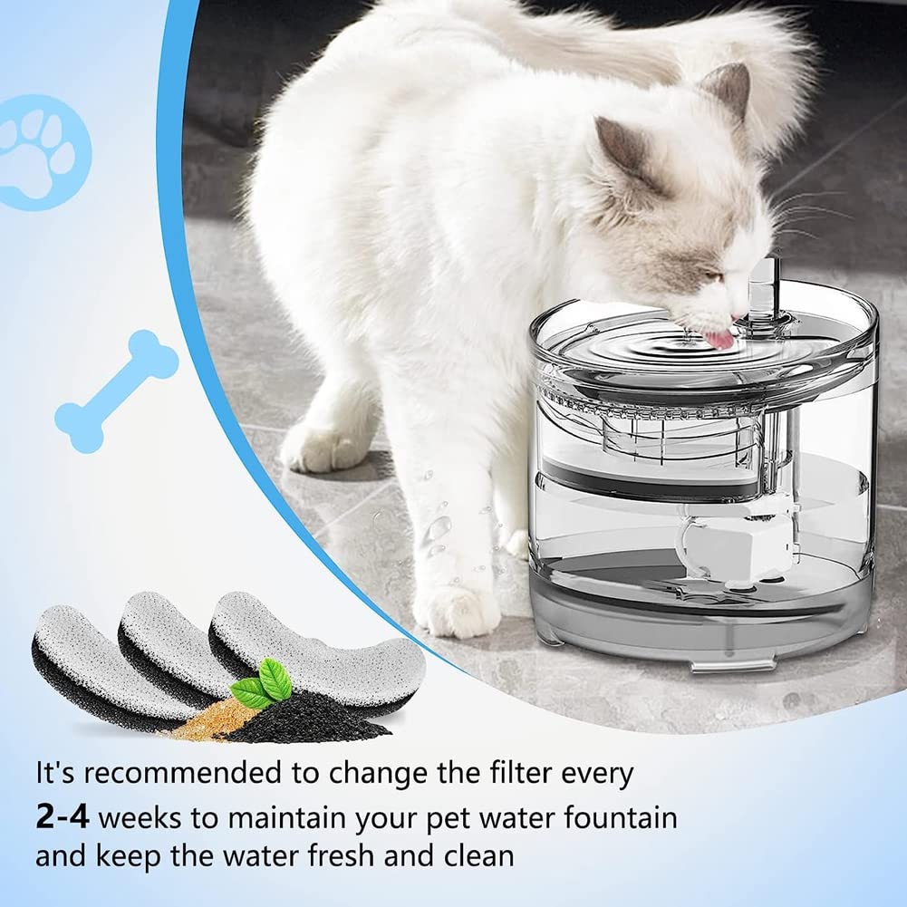 Veciado Cat Water Fountain Filter, 16 Pack Pet Fountain Filter Replacement Compatible with WF050 Pet Water Fountain - Image 2