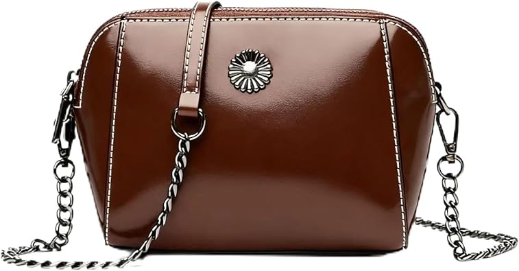 Designer Leather Small Crossbody Bags Purses for Women Cell Phone Bag Soft Womens Shoulder Handbags Gifts for Women H-Dark Brown
