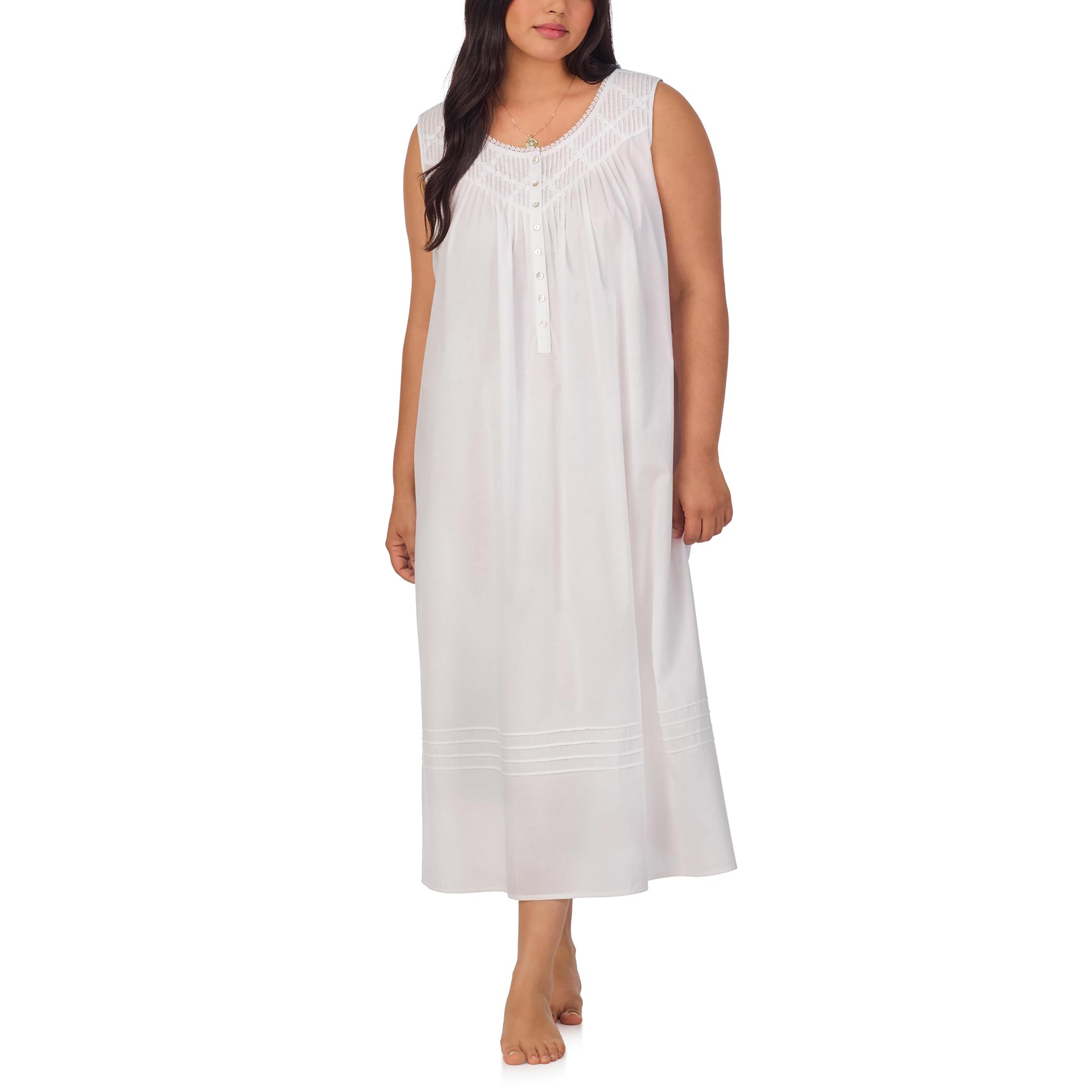Eileen WestSleepwear & Loungewear for Women - Poetic Woven Lawn Collection - 100% Cotton Lightweight Sleeveless Nightgown