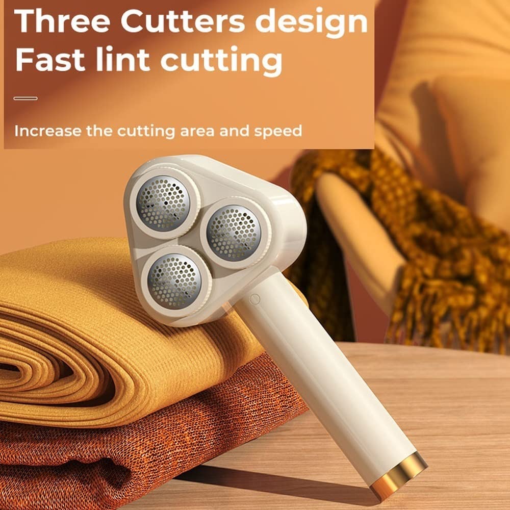Eliminador de pelusas portátil eléctrico, afeitadora de telas, [recorte y succión potente de tres cabezales] afeitadora de pelusas especializada de 3 velocidades, vaciado fácil, despelusa for muebles