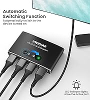 Vista 4 de Interruptor HDMI 3 en 1 Salida 4K UHD HDMI Switcher Splitter, interruptor automático con control remoto de metal HDMI Switch Box Hub Soporte 4K 3D