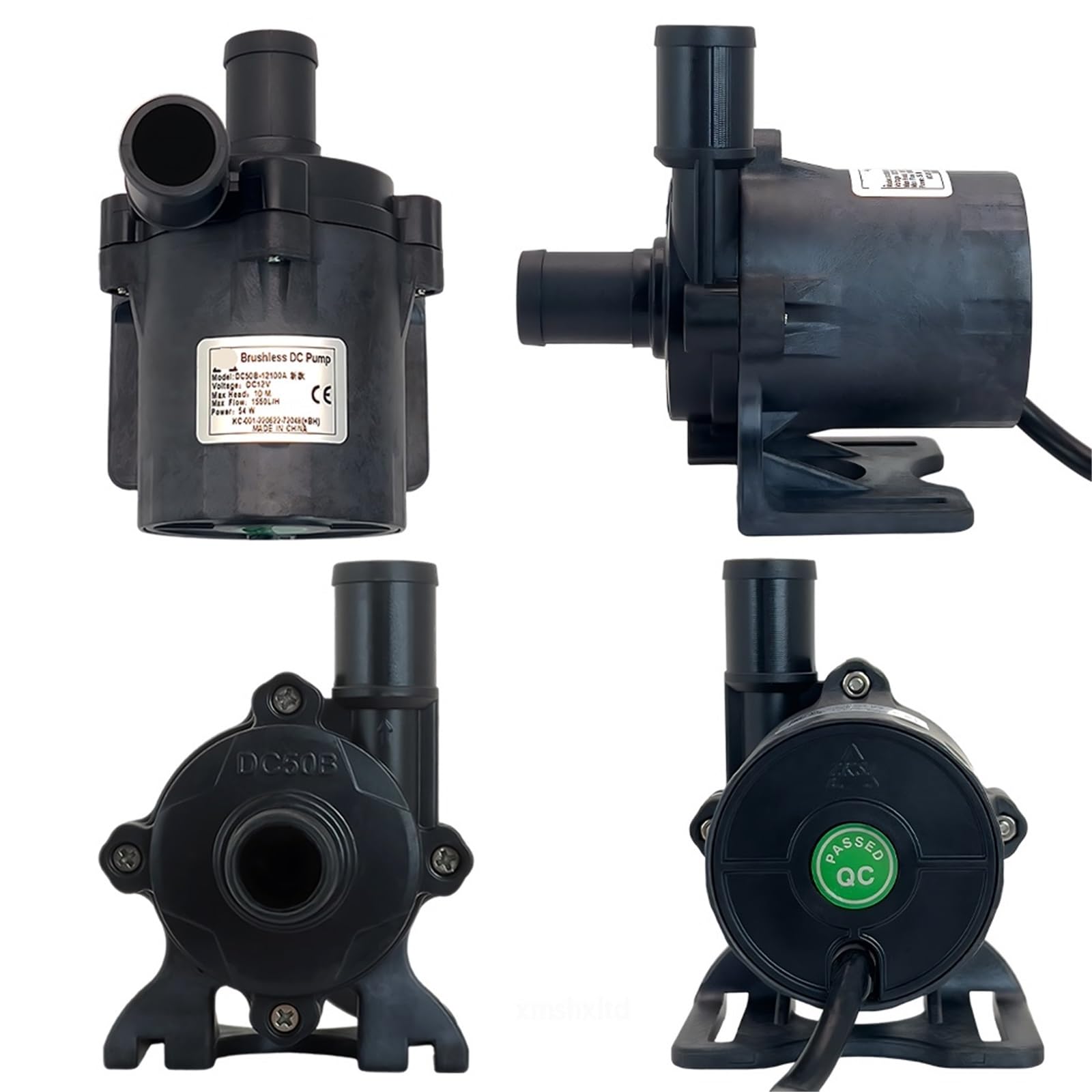 Motore silenzioso senza spazzole DC12/24V 1380/1650/1800L/H pompa dell'acqua sommergibile, adattatore di alimentazione 8/10/13m (12100A)
