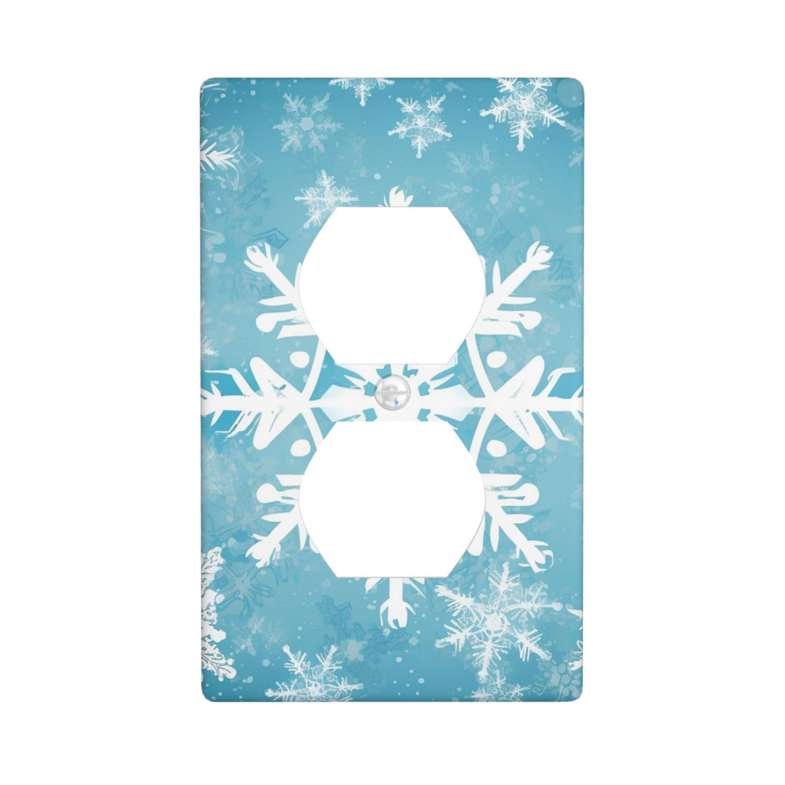 Winter Snowflake Wall Plate, Duplex Outlet Cover 1-Gang Decorative Light Switch Covers, Unbreakable Polycarbonate Faceplates Electrical Receptacle Plug Covers, Screws Included