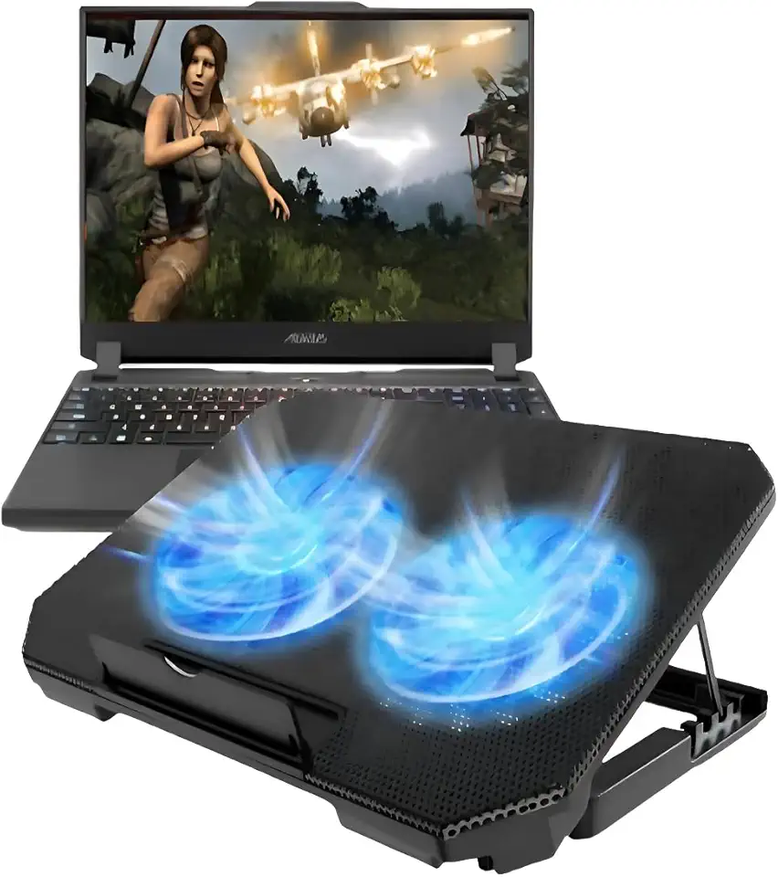 Suporte para Notebook com 2 Cooler silenciosos Base led Refrigerada Compatível com Notebooks 12-17 Polegadas