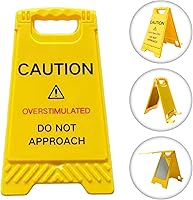 Cotenoi Caution Overstimulated Do Not Approach Sign - Funny Desk Decor with Hidden Mirror & Phone Stand, Office Gifts for Coworkers