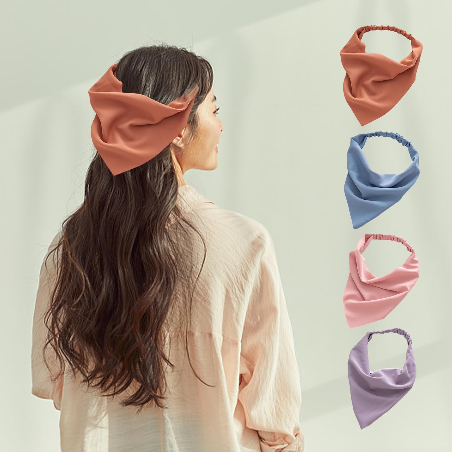Set van 8 driehoekige bandana's voor dames, elastische hoofdbanden, boho- bandana's, eenvoudige haaraccessoires voor meisjes