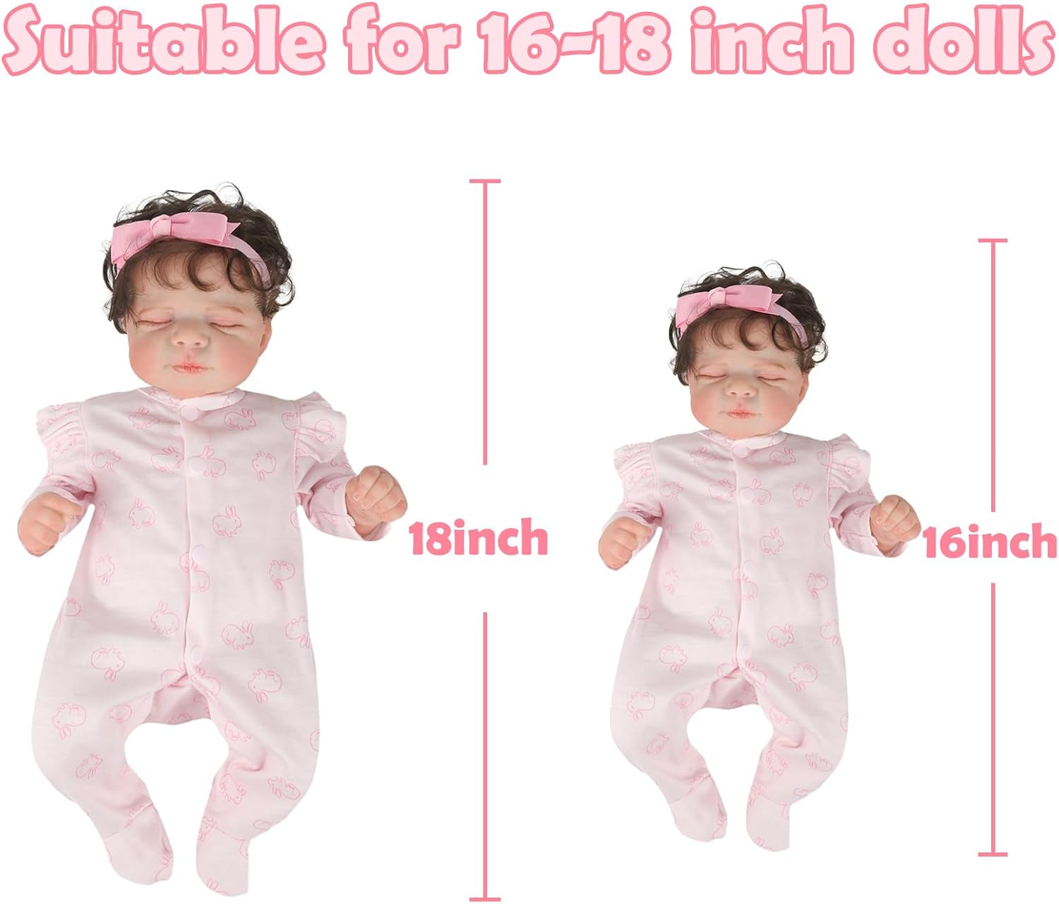 CARANOVO Realistic Reborn Baby Doll Clothes 16-18 inch 2pcs Pink Outfits Clothing Set Accessories Suitable for Reborn Babies and Newborns