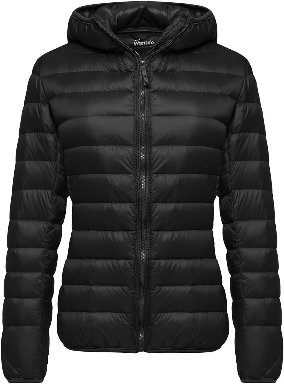 Women's Hooded Packable Ultra Light Weight Short Down Jacket