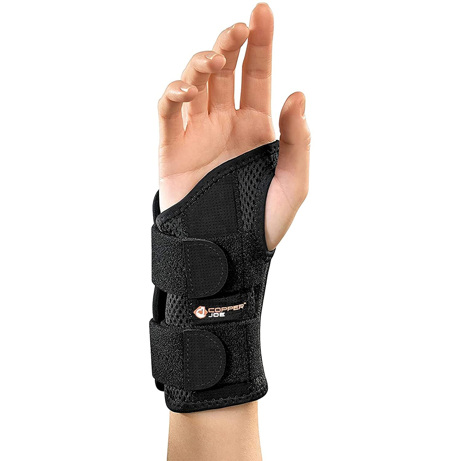 Copper Joe Orthopedic Copper Infused Wrist Brace & Splint – Adjustable Compression Wrist Support for Arthritis, Carpal Tunnel, Tendinitis, Tennis Elbow, RSI & Ganglion Cyst Pain Relief for Men & Women (Black, L/XL, Left Hand)