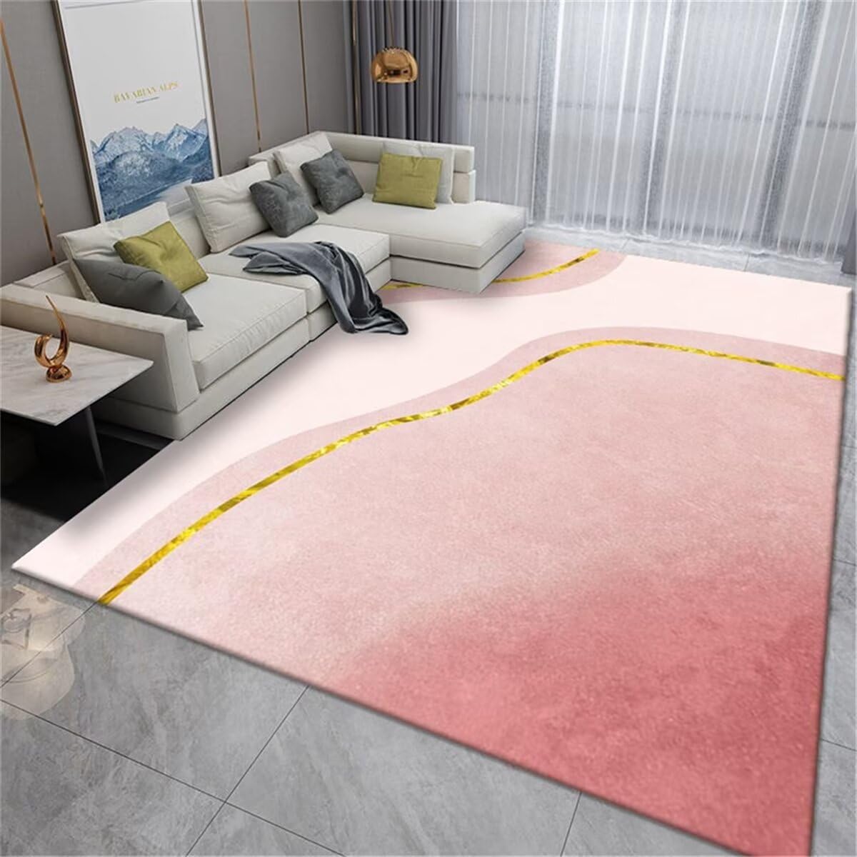 Tapis de salon rose moderne 100x200cm pour chambre de fille cocooning
