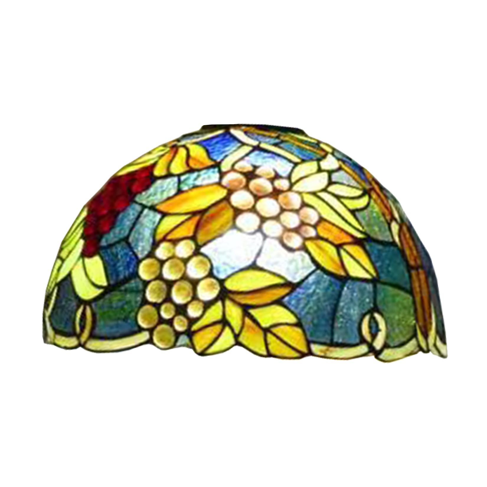 SaryEdge 12" Grape Lamp Shade Replacement Only Tiffany Stained Glass Lamp Chimney, Traditional Handmade Flower Green Leaf Crystal Beads Cover Accessories for Arched Floor Lamp Torchier，Blue