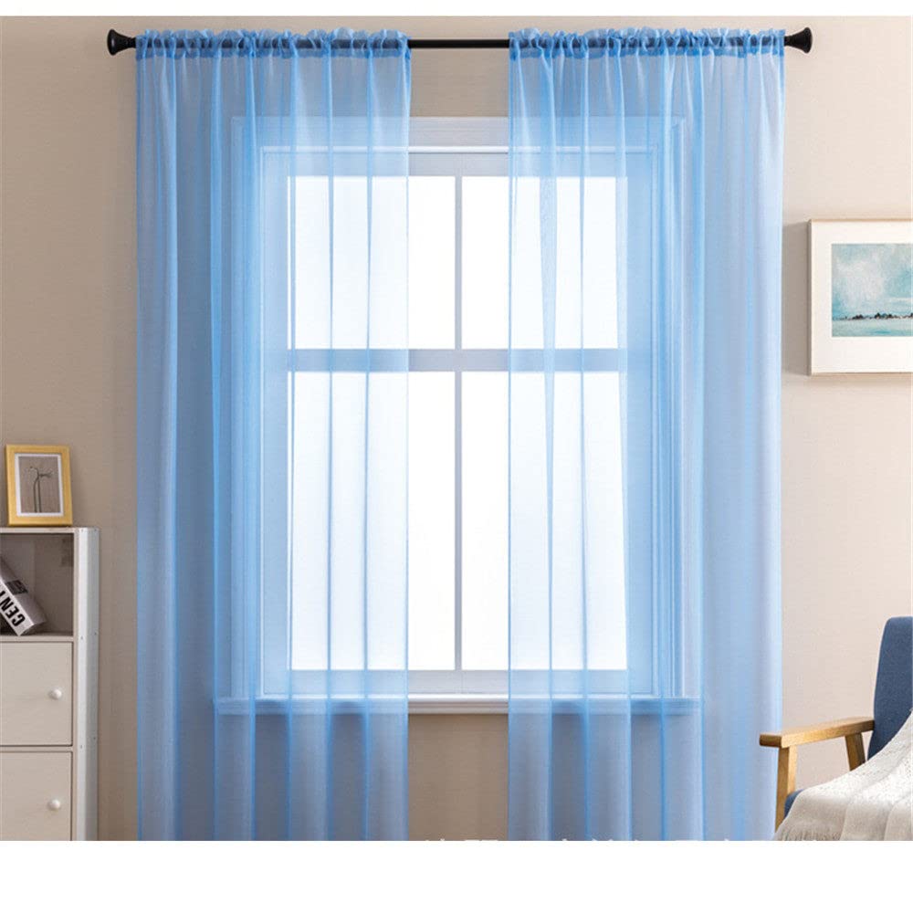 GIVBRO Sheer Curtains Window Drapes Transparent Voile Door Curtain Panel for Home Room Decoration Blue, 140 * 185cm