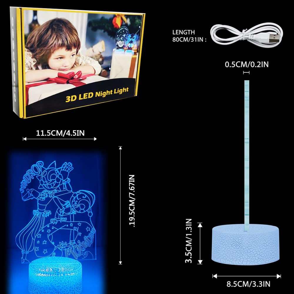 Amazon.com: Mzcyfuy 3D Illusion Night Light LED Lamp with Remote