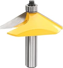 sourcing map Broca biselada de 60 grados, vástago de 1/2 pulgada, longitud de corte de 0.7 pulgadas, punta de carburo con rodamiento para herramienta de fresado de carpintería, color amarillo