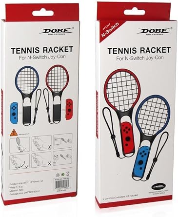DOBE FOMIS ELECTRONICS Nintendo Switch ile Uyumlu Tenis Raket Seti, 2li, Siyah, Mavi ve Kırmızı