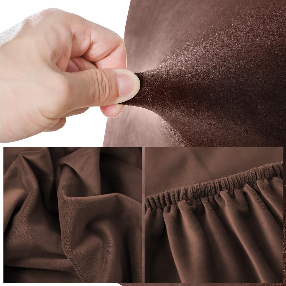 Copertura per Testiera, Fodera per Testiera del Letto Tessuto in Velluto Elasticizzato, Copertura Protettiva con Fondo Elastico per la Decorazione del Letto (Caffè, Lunghezza Testiera:150cm-170cm)