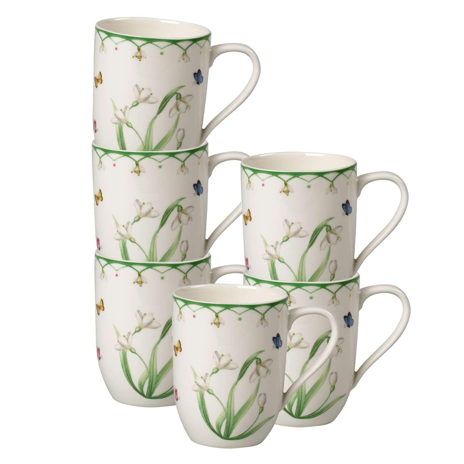 VILLEROY & BOCH Fleur Set 6 Tazzine da Caffè Verde - Erresse Shop