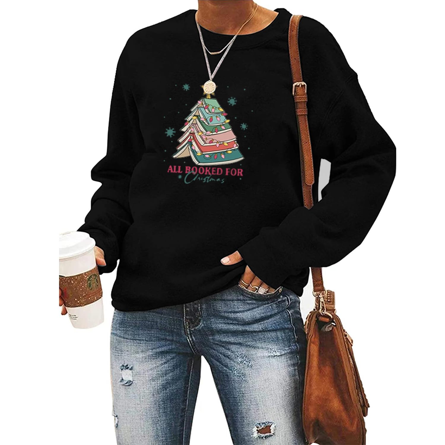 Christmas Sweatshirt Women Christmas Tree Graphic Shirt Xmas Holiday Pullover Cute Long Sleeve Tops