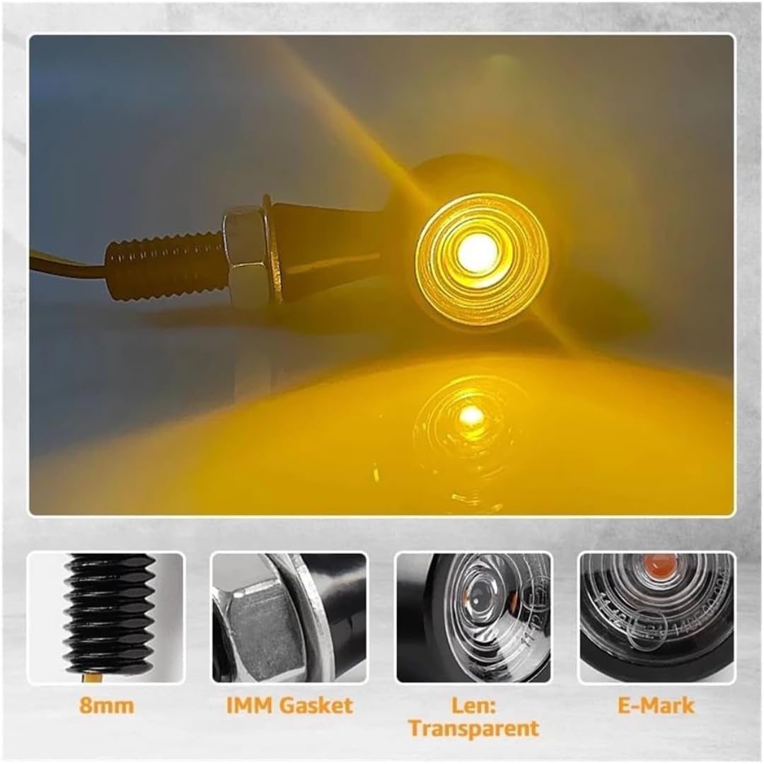 Generic Mini uniwersalne wskaźniki Dla Ninja 400 300 650 Motocykl 12 V 8 mm LED Światło kierunkowskazu migające bursztynowe światło kierunkowskazu (8 szt.)