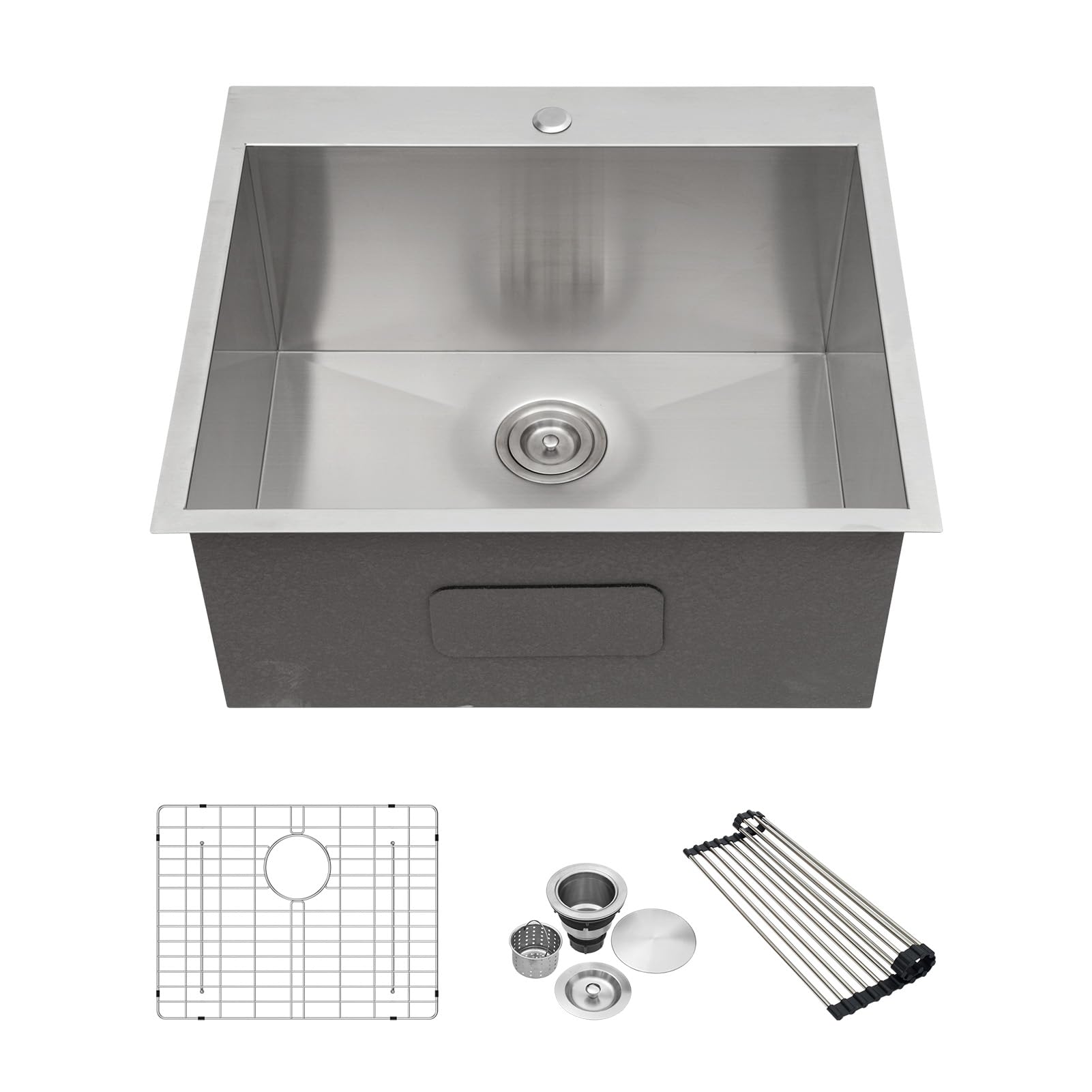 Utility Sink Drop in Stainless - Lofeyo 22" x 22" x 12" Laundry Room Sink Topmount 16 Gauge Stainless Steel 12" Deep Single Bowl Laundry Utility Sink Basin