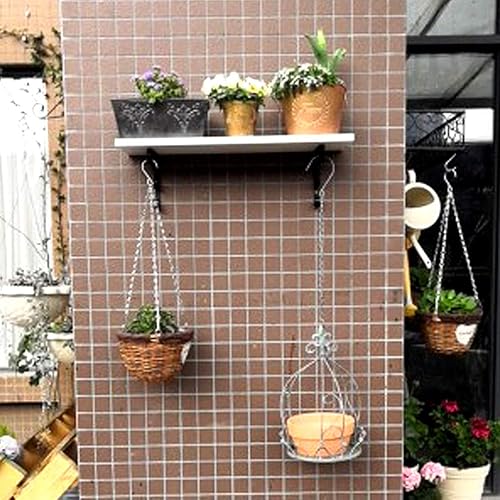 Miniatura 9 de Soportes de estante triangulares de hierro forjado montados en la pared, soportes flotantes rústicos con gancho de flores, para estantería, estante
