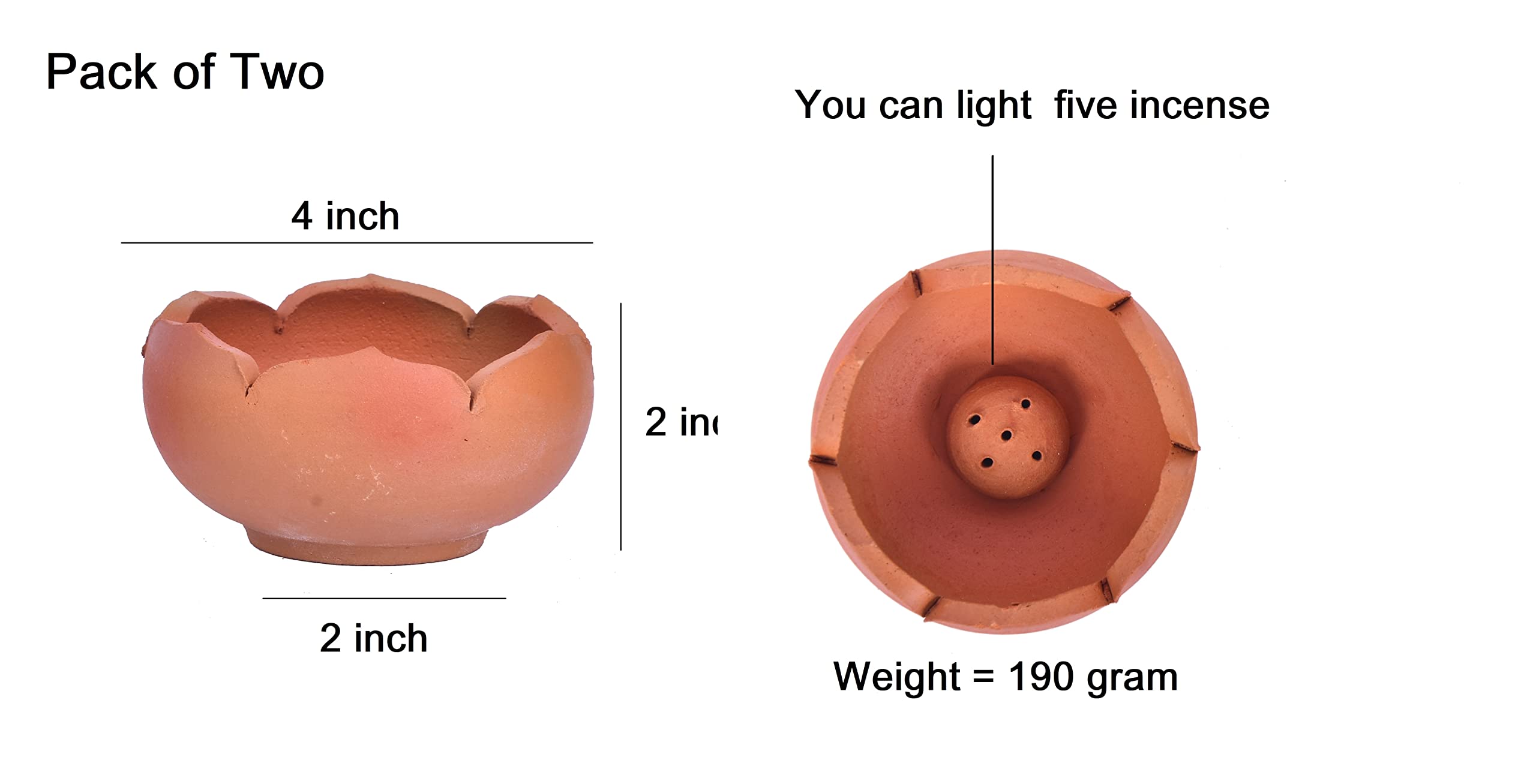 Terracotta Dhoop Holders - Handmade Incense Stands -3 Terracotta Dhoop Holders - Handmade Incense Stands -3