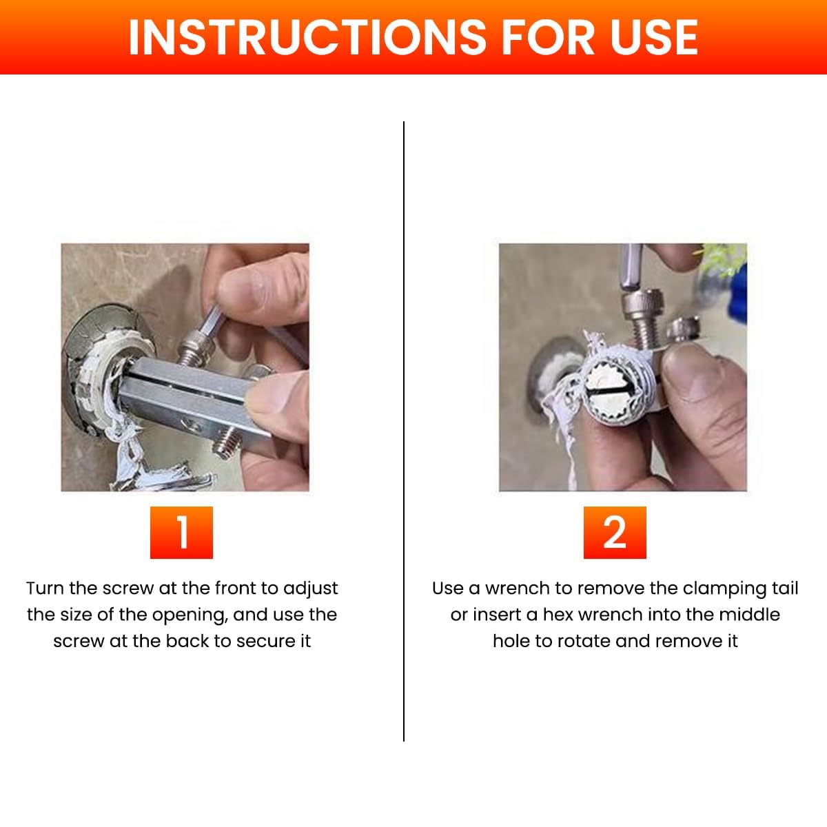 SUNBEET Faucet Angle Valve Broken Wire Extractor Adjustable Broken Valve Extractor Universal Screw Extractor Tool Broken Bolt Remover for 1/2 in and 3/4 in Stripped Thread, Stainless Steel Made 4