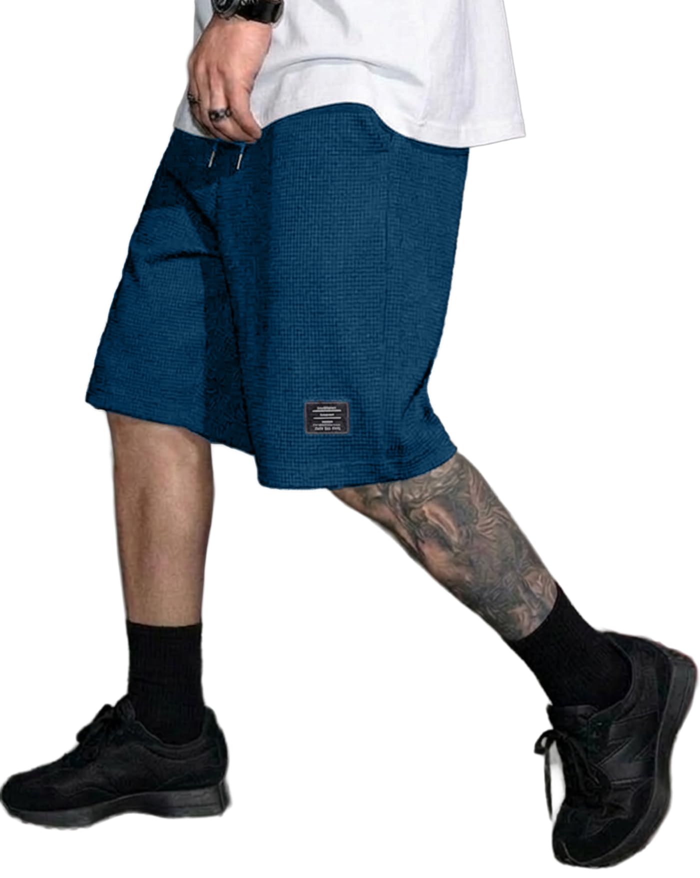 Men Solid Drawstring Waist Casual Knee Length Shorts ||Solid Men Teal Blue Basic Shorts-image-44