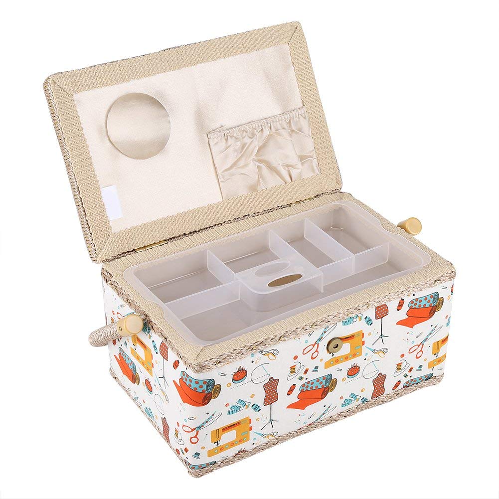 Taille du panier à coudre, boîte à couture au design effronté de points, boîte à couture de fil à coudre aiguille, accessoires ménagers Divers organisateurs de rangement portables et de grande taille