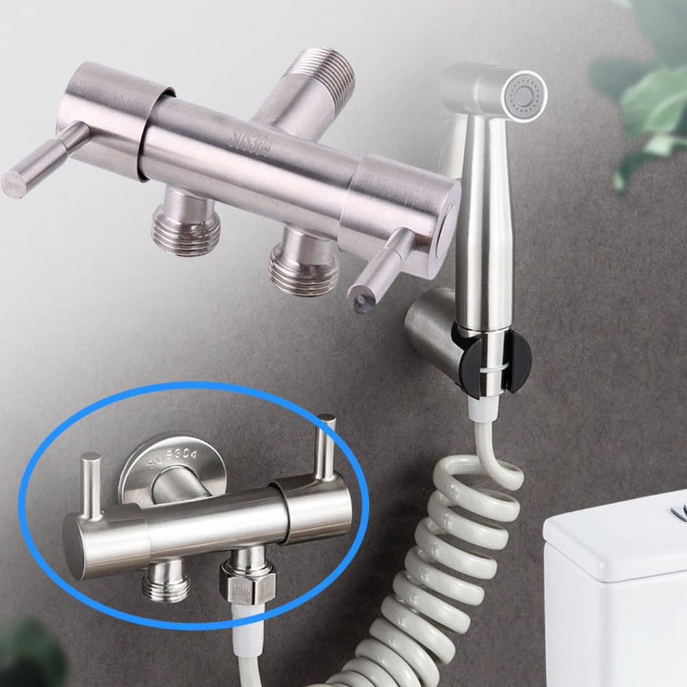Toilettenwasserabscheider, Eins-in-Zwei-Winkelventil, Badezimmerhahn, dreieckig, Dreiwege-Doppelsteuerung, Doppelschalter, Dreieckventil, 1 Stück