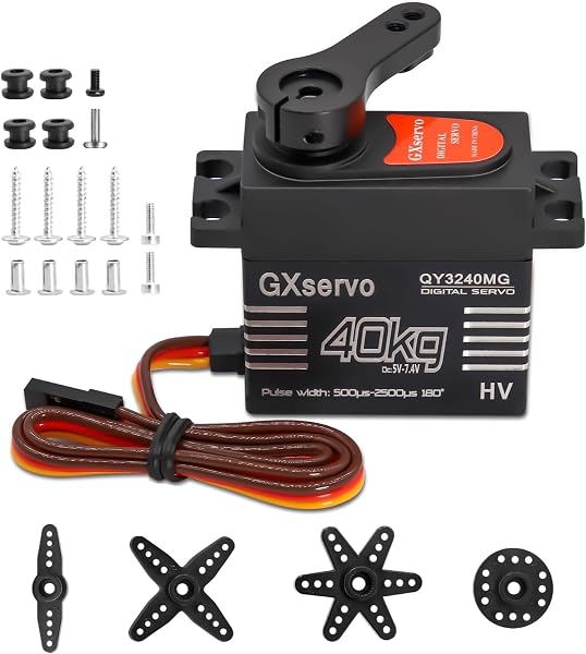 Servomoteur Ulegqin 40KG Digital Servo Servomoteur 40KG Servo Numérique à Engrenages Métalliques Servo RC avec engrenage en métal pour RC 1/8 1/10 Hélicoptère Robot Compatible avec Arduino - 1