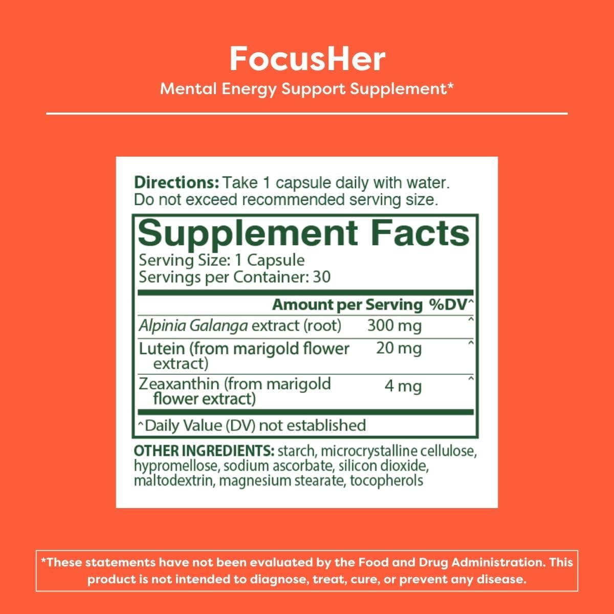 MENOLABS® FocusHer™ Mental Energy Support Supplement – Caffeine-Free Focus, Concentration & Memory – enXtra® & Lutemax 2020® – Menopause, Brain & Eye Health – 30 Capsules, 30-Day Supply