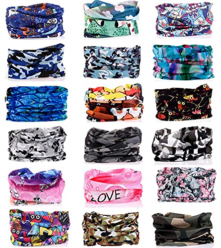 KINGREE 18PCS Outdoor Magic Scarf, High Elastic Headband, Headscarves, Headbands (Style 14)