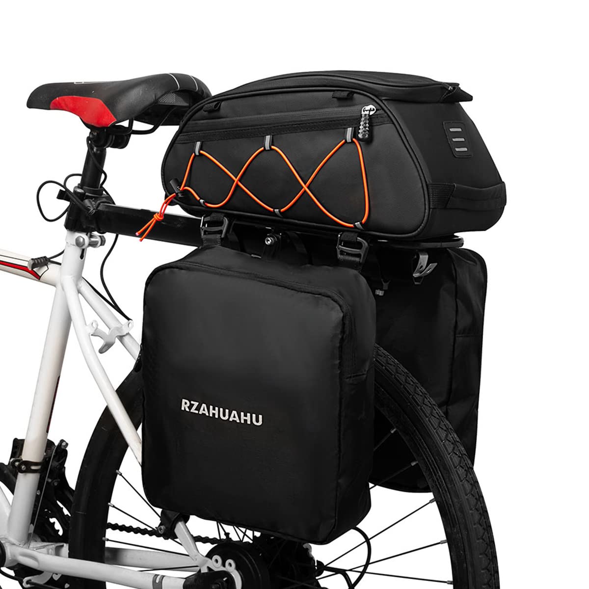 Sac de Porte-vélos 3 en 1 Coffre Isotherme vélo avec 2 Sacs Suspendus Latéraux Bagages Sacoche Bandoulière