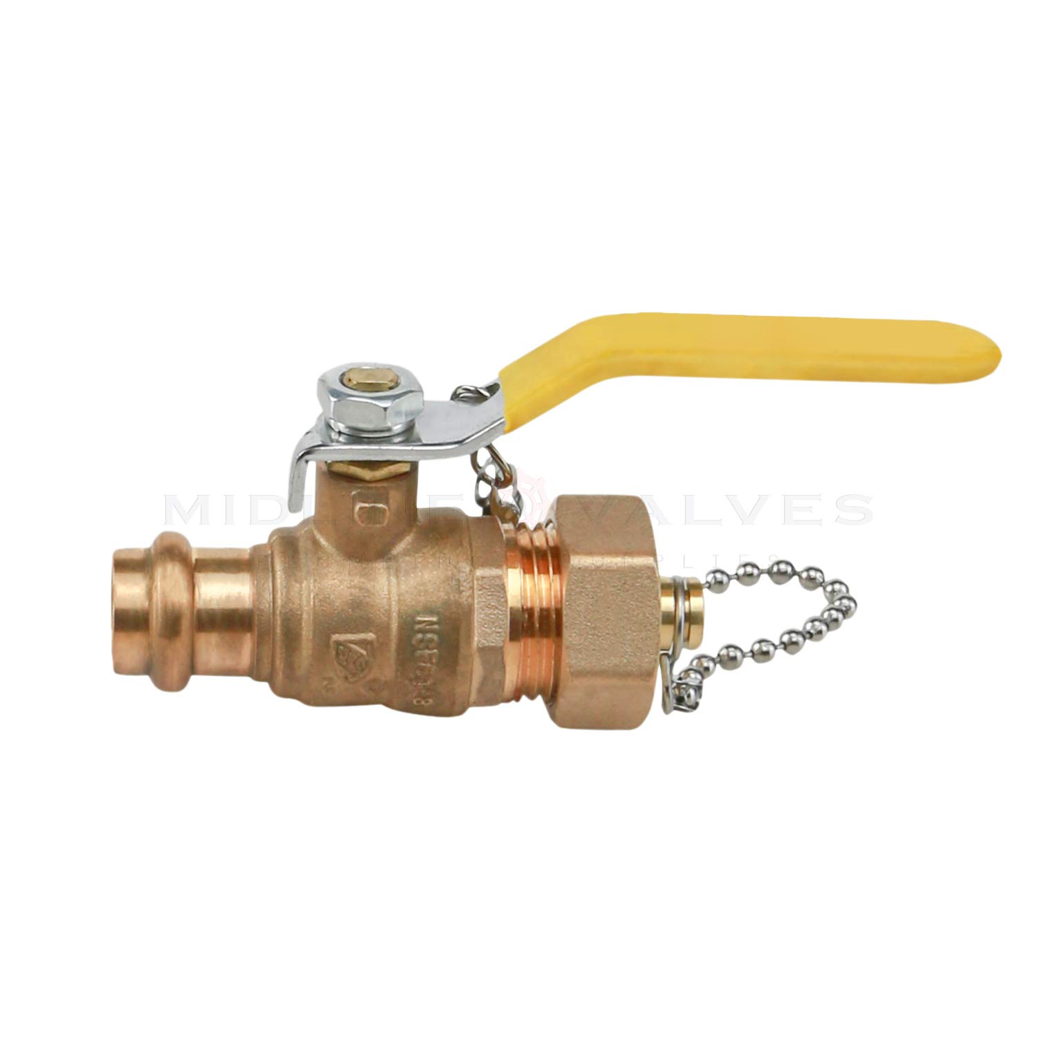 Midline Valve VBHR256 Robinet Extérieur à Boisseau Sphérique en Laiton avec Chaîne et Bouchon 1,9 cm Presse x MHT