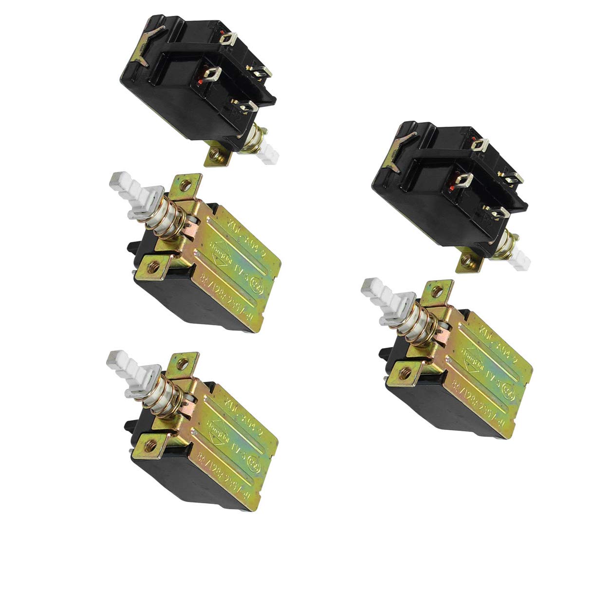 Aexit 5 Pcs Switches KDC-A04-2 PCB Terminal SPDT Latching Power Switch AC Pushbutton Switches 250V 8A