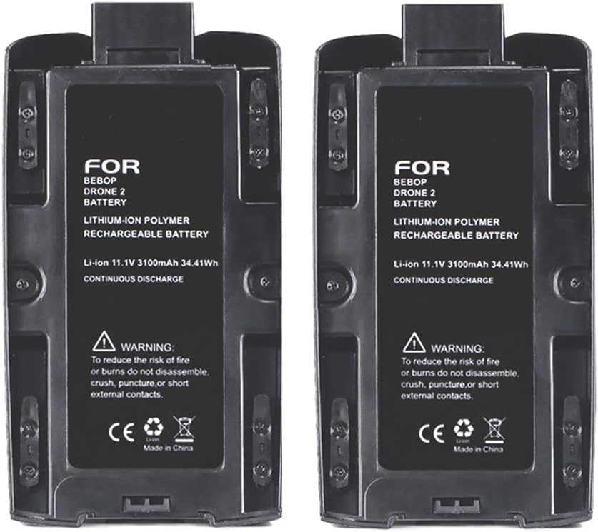 2 Pack 11.1V 3100mAh Replacement Battery for Parrot Bebop 2 Drone Quadcopter/Bebop 2 FPV and SkyController with White & Red Stickers
