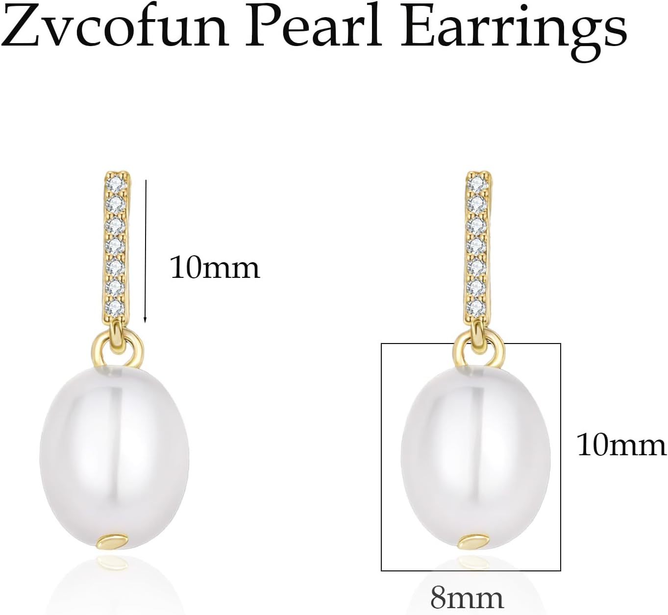 Pearl Earrings for Women Trendy, Dainty 14K Gold Plated CZ Pearl Drop Earrings Cute Dangle Earring Wedding Prom Jewelry Bridal Gifts for Her - Image 4