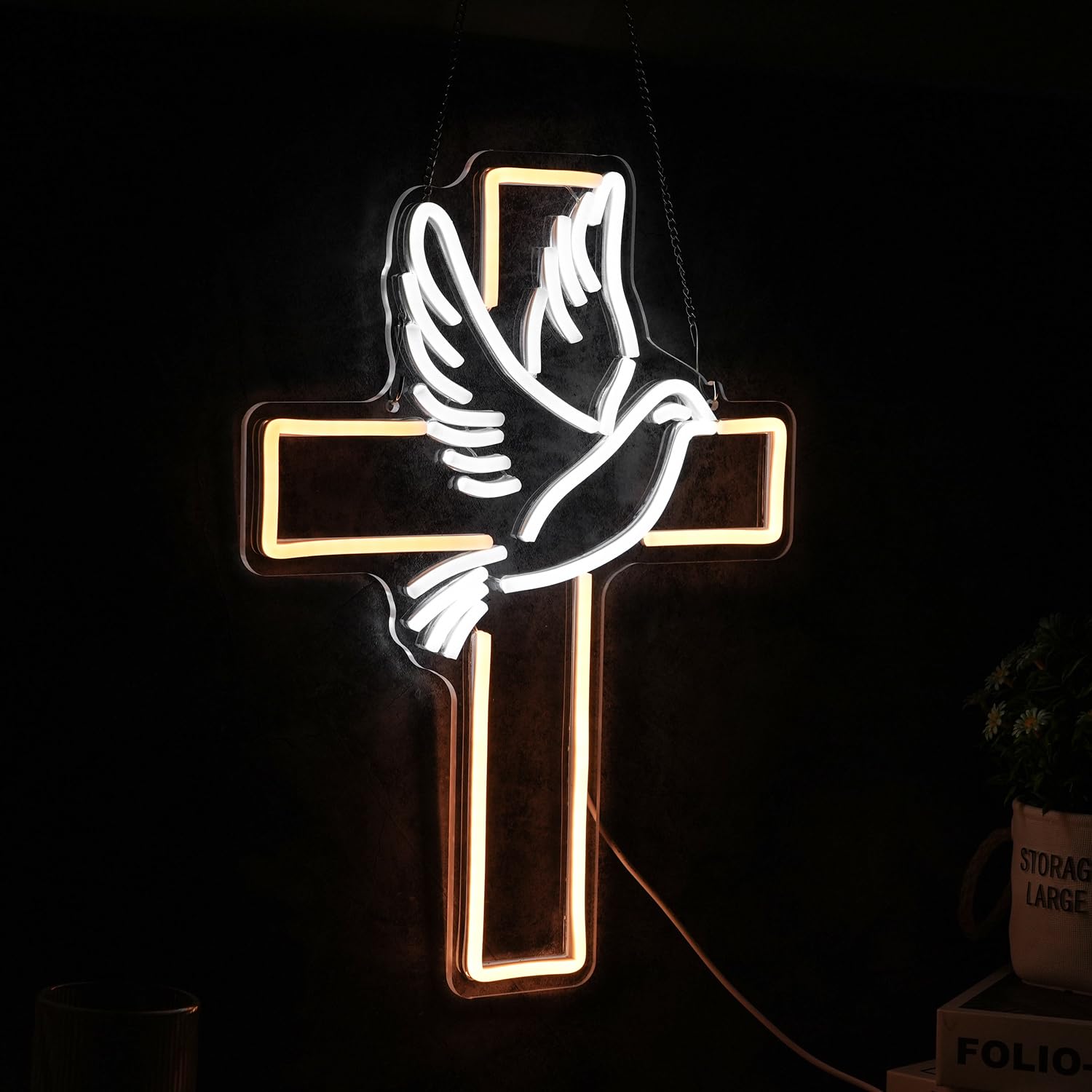 Panneau néon LED à intensité variable pour décoration murale, colombe de la paix, alimentation USB, panneau lumineux pour festival, fête, mariage, décoration d'intérieur