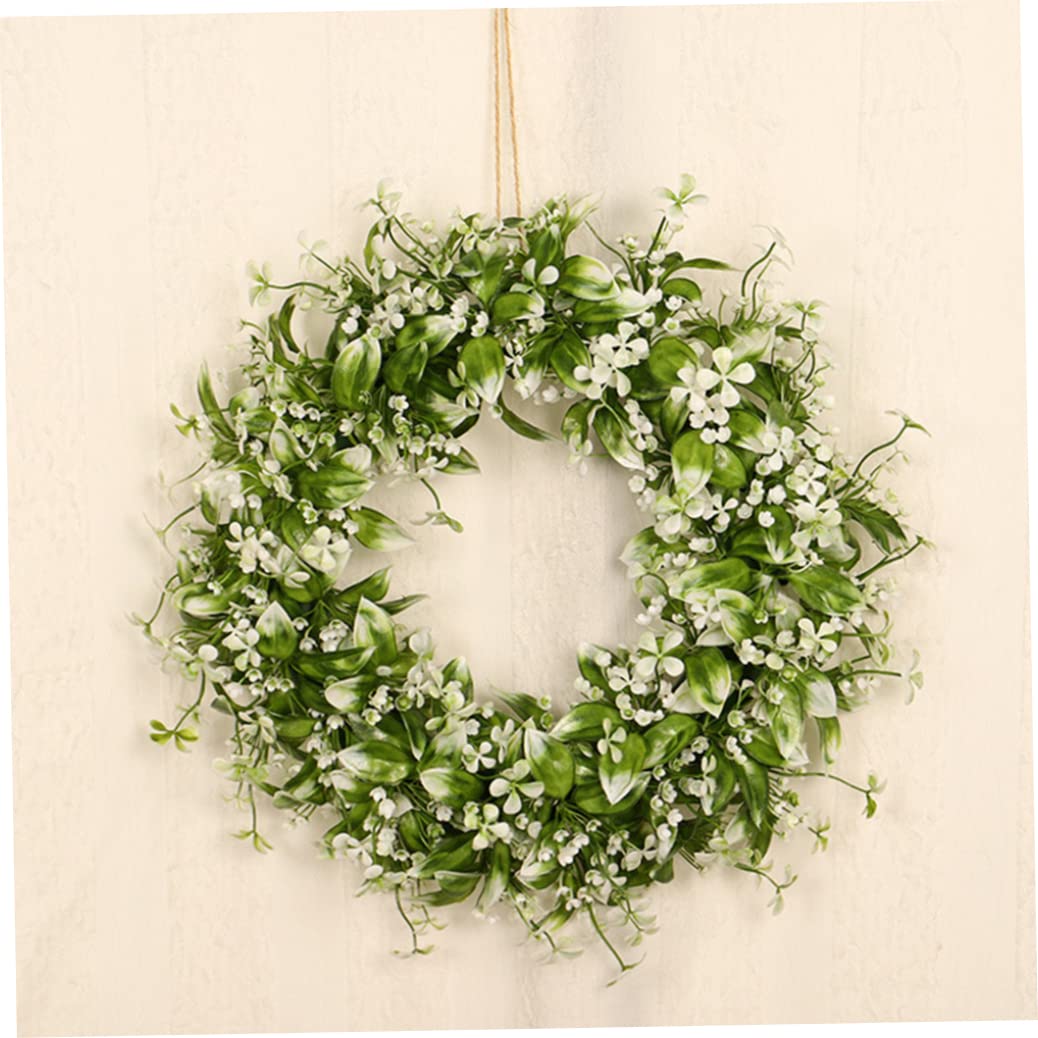 Couronne de gypsophile blanche 45 cm pour décoration de porte d'entrée printanière