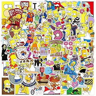 The Simpson Stickers for Laptop(100 PCS),Gift for Children Teens Adults Boys,Anime Simpson Family Stickers for Water Bottle Cute Cartoon Stickers for Journal,Scrapbook,Skateboard
