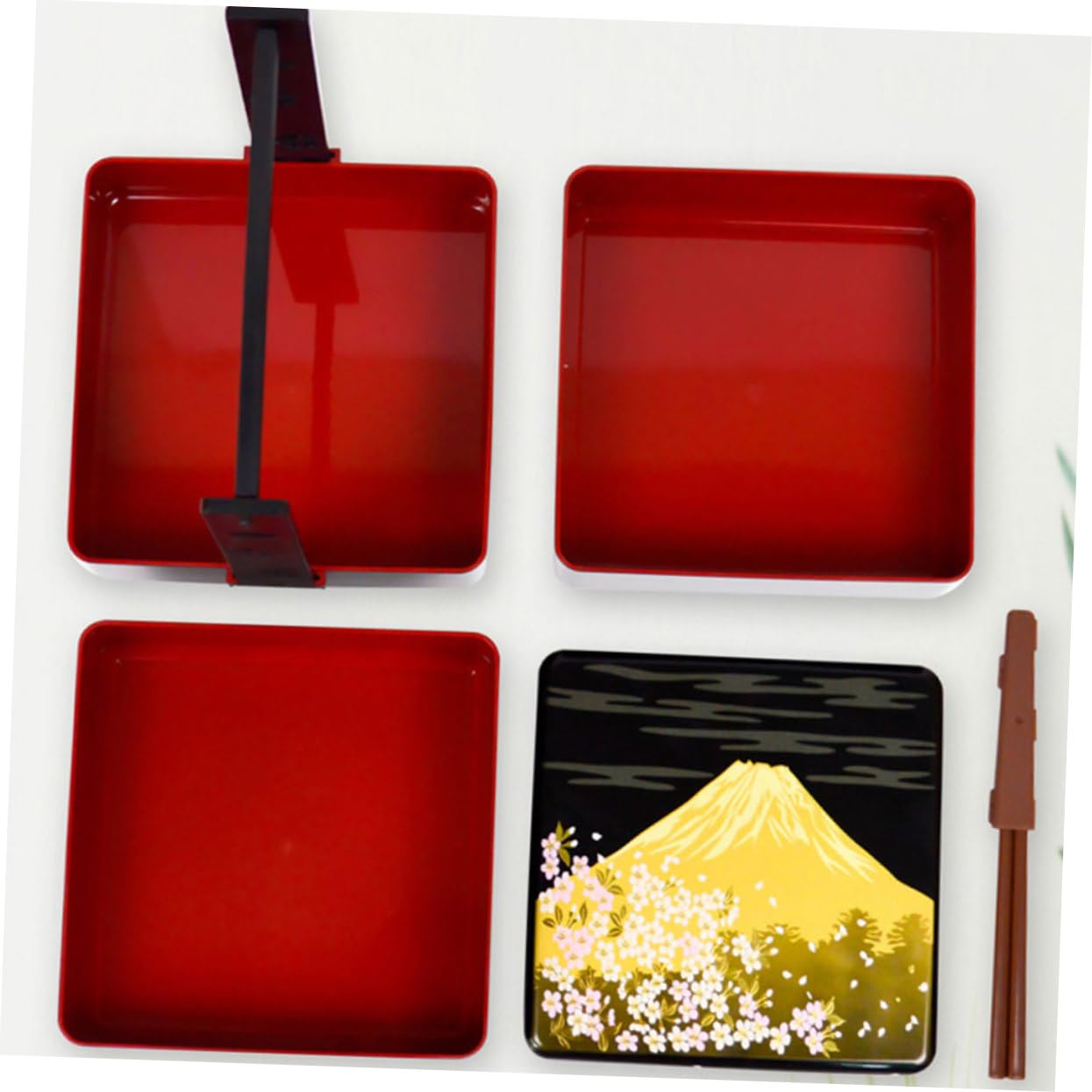 Hohopeti Boîte Bento Japonaise à Sushi Noire, Design Trois Niveaux