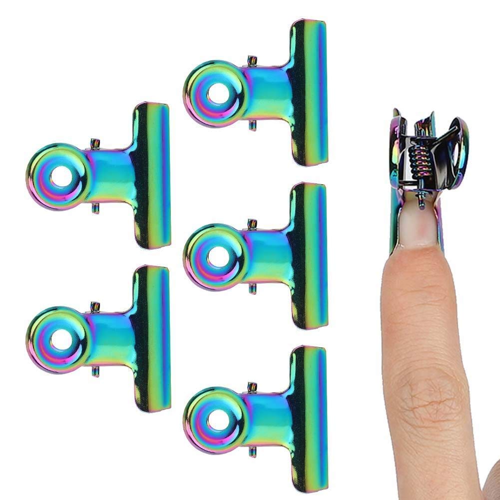 Nikou Clip per l'estensione delle unghie 5pcs Clip di estensione per unghie in acciaio inossidabile Curve C Accessori multifunzionali per nail art per unghie lunghe e sottili