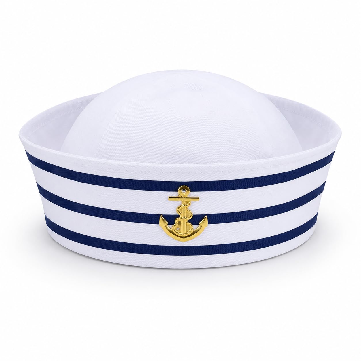 1 Pcs Sailor Hat, Blue and White Striped Captain Hat, Costume Accessory
