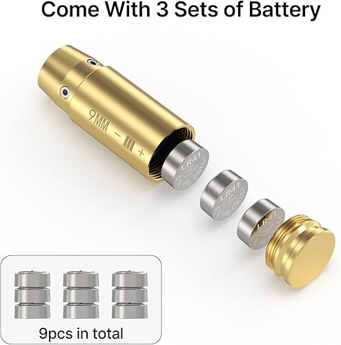 Vista 23 de Feyachi Bore Sight 9MM/223 5.56/12GA Red Dot Laser Zeroing Bore Sighter Pistol Laser Boresighter with 3 Sets Latón