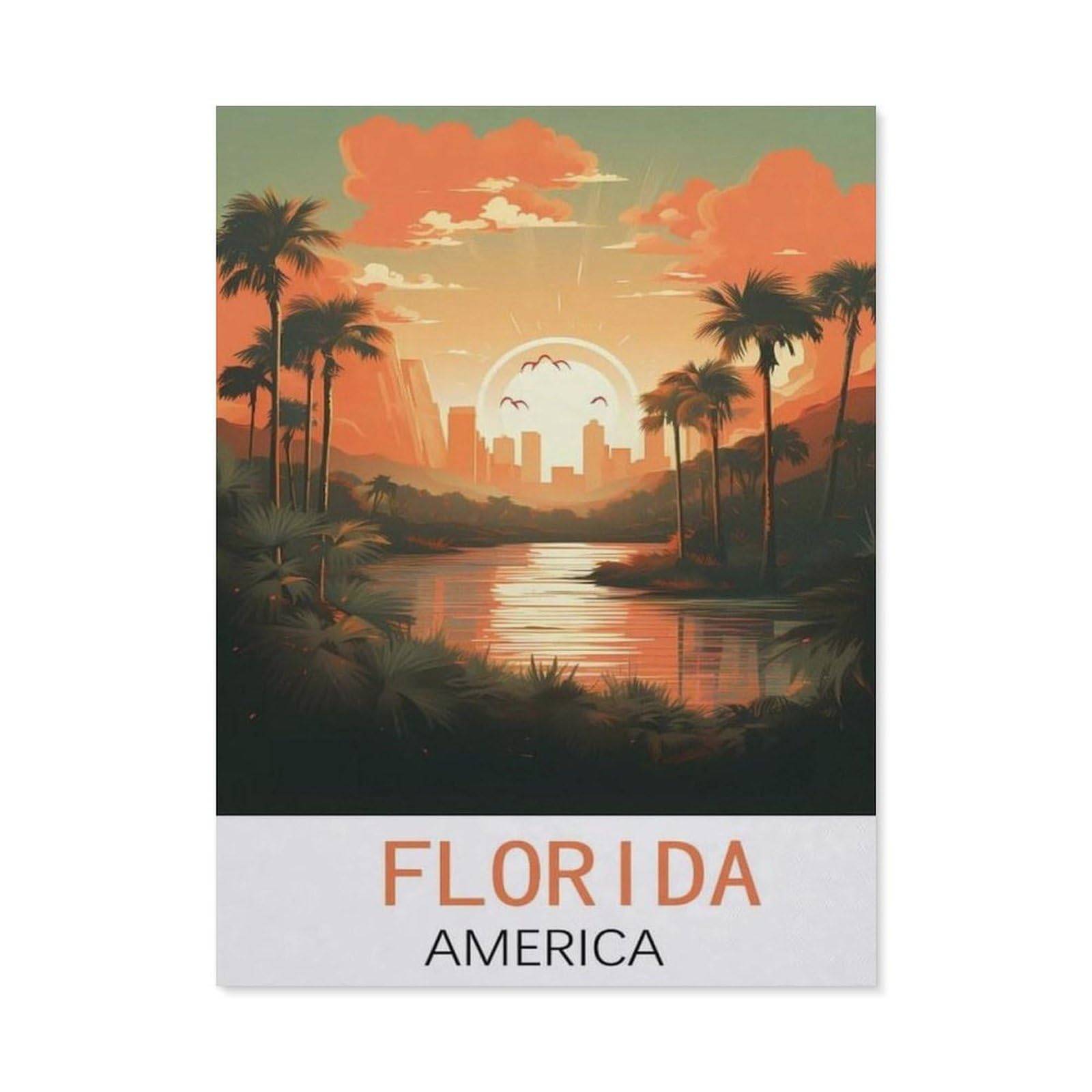 BEAYODKP Full Diamond 5D DIY Diamond Painting，Florida America（40x50cm）