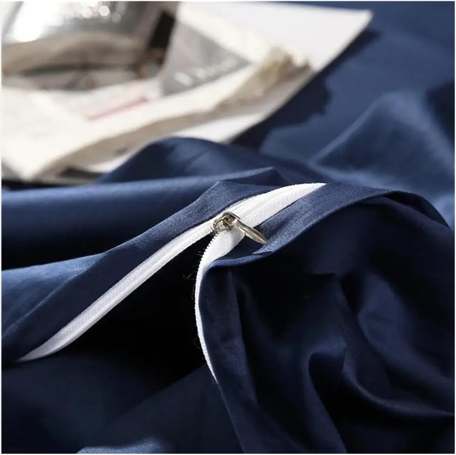 Navy Blue Cotton Home Duvet Cover Bed Sheet Pillowcase Mattress Cover 4pcs Solid Color Bedspread Bedding Set Luxury,Bed